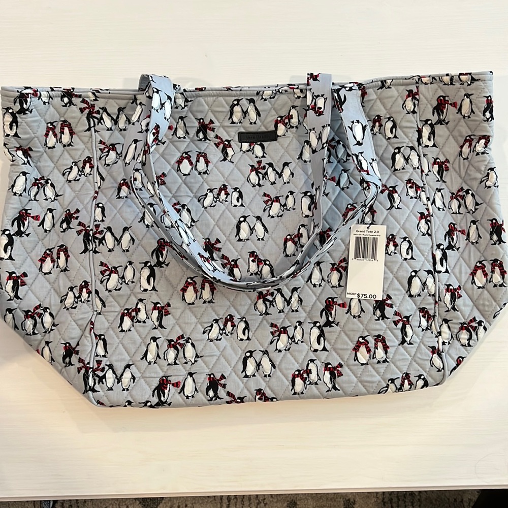 Vera Bradley Playful Penguins Gray Grand Tote